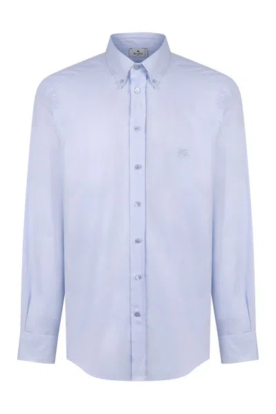 Etro Button-down Collar Cotton Shirt In Blue