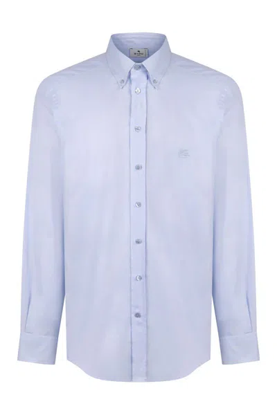 Etro Men's Button-down Collar Cotton Shirt In Light Blue