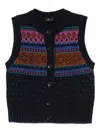 Etro Button-fastening Patterned Wool Cardigan In Black
