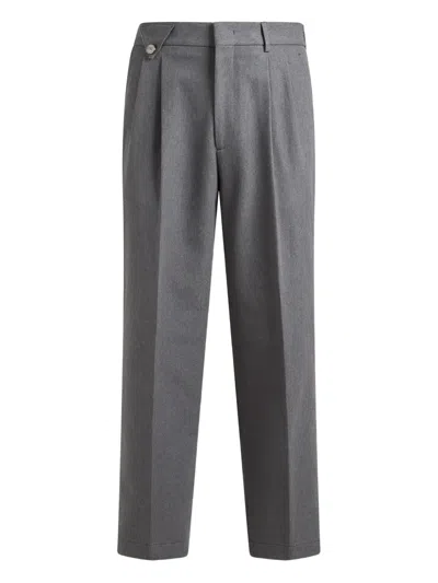 Etro Tailored Grey Wool Two-pleat Trousers In Gray