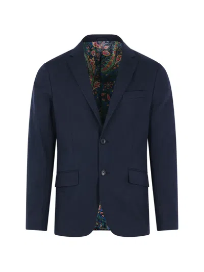 Etro Button-up Blazer In Blue