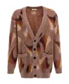 Etro V-neck Cardigan With Front Pockets In Brown