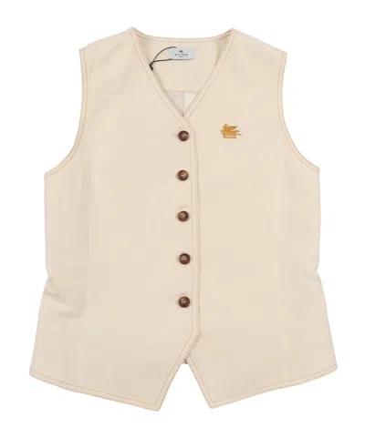ETRO BUTTON-DOWN EMBROIDERED WAISTCOAT