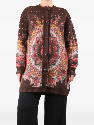Pre-owned Etro Buttoned Cardigan In Brown