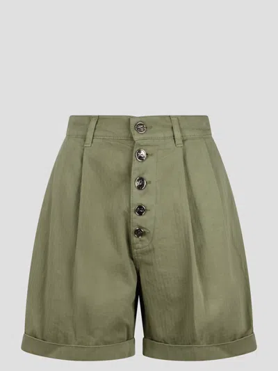 Etro Buttoned Cotton Bermuda Shorts In Green