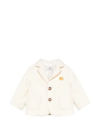 Etro Babies' Buttoned Logo-embroidered Blazer In White
