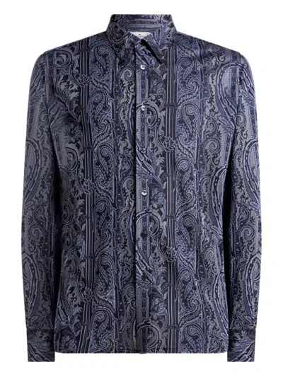 Etro Buttoned Paisley Shirt In Blue