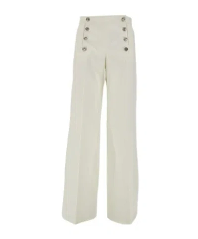 Etro Stretch Twill Wide Leg Pants In White