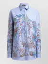 Etro Buttoned Shirt Floral Pattern Collared Neck In Purple