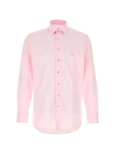 Etro Stretch Poplin Shirt Regular Fit Long Sleeves In Pink
