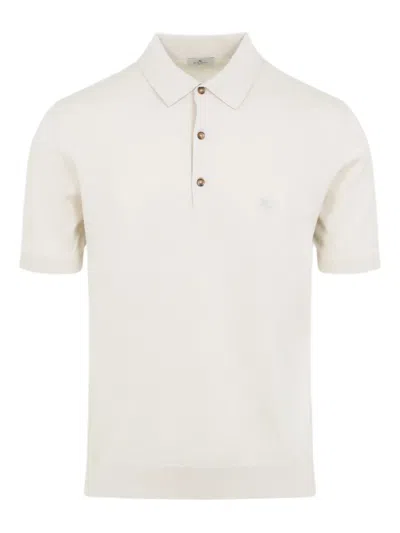 Etro Logo Embroidered Short-sleeved Polo Shirt In White