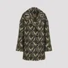 Etro Women Double-breasted Coat With Multicolor Motif In Green