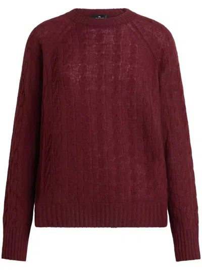 Etro Cable-knit Cashmere Jumper In Red
