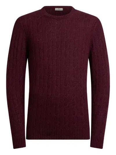 Etro Cable-knit Cashmere Sweater In Red