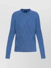 Etro Textured Wave Pattern Knitwear Top With Scalloped Hem In Blue