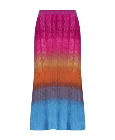 Etro Ombre Lightweight Cable Knit Midi Skirt In Neutral