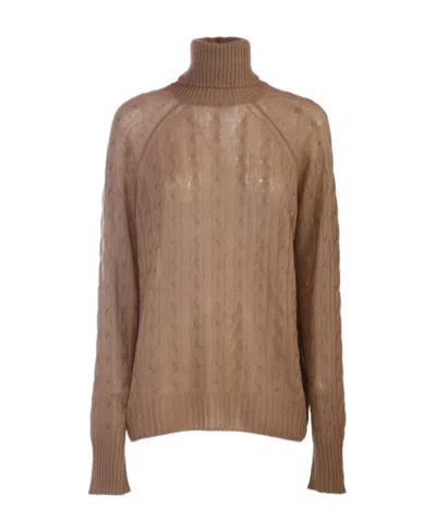 Etro Cable-knit Roll-neck Jumper In Brown