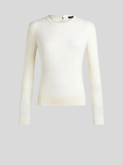 Etro Cable-knit Wool Jumper In Weiss