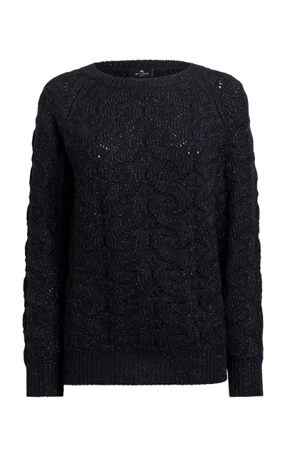Etro Cableknit Wool-blend Sweater In Blue