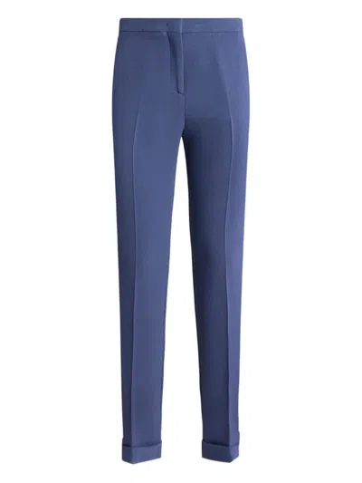 Etro Cady Cigarette Cuffed Trousers In Blue