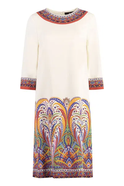 Etro Paisley-print Cady Dress In Ivory