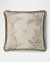 Etro Caladium Embroidered Pillow With Fringe, 18" Square In Animal Print