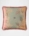 Etro Caladium Embroidered Pillow With Fringe, 18" Square In Multicolour