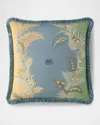 Etro Caladium Embroidered Pillow With Fringe, 18" Square In Black