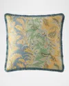 Etro Caladium Pillow With Fringe, 24" Square In Multicolour On Pale