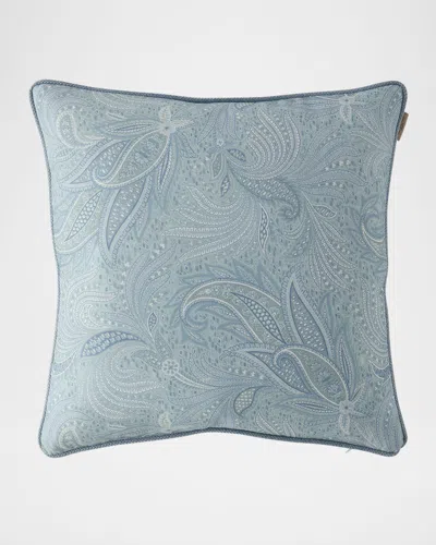 Etro Calathea Embroidered Reversible Decorative Pillow In Blue