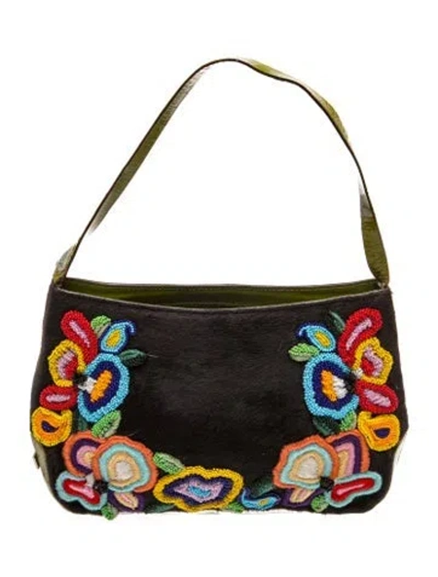Pre-owned Etro Calf Hair Shoulder Bag In Multi