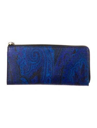 Pre-owned Etro Calf Leather Paisley Print Pouch In Multi