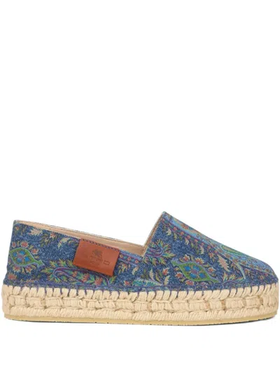 Etro Calf Leather Shoes In Blue