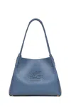 Etro Blue Calf Leather Shoulder Bag With Pegasus Emblem