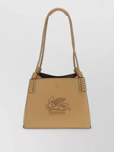 Etro Calf Leather Tote Bag In Brown