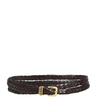 Etro Calfskin Braided Belt In Black