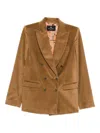 Etro Camel-colored Ribbed Double-breasted Blazer In Brown