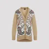 Etro Paisley Print Wool Blend Cardigan In Brown