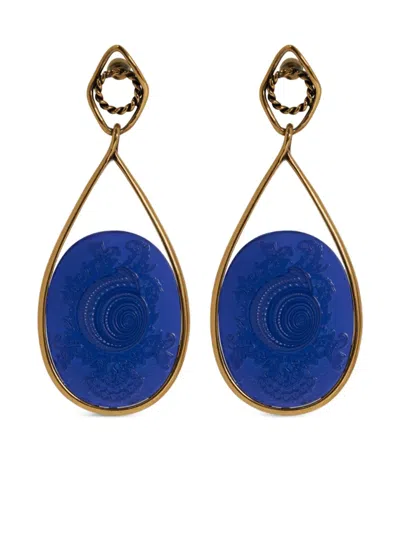 Etro Cameo-shell Earrings In Gold