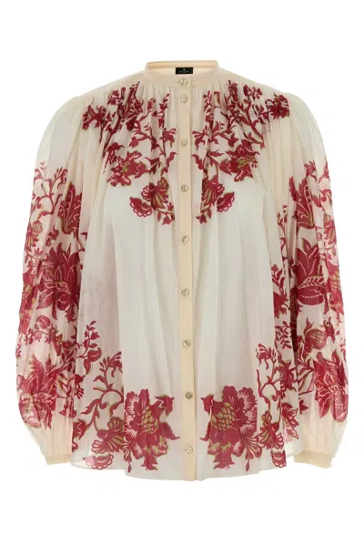Etro Floral-printed Cotton Blouse In Neutral