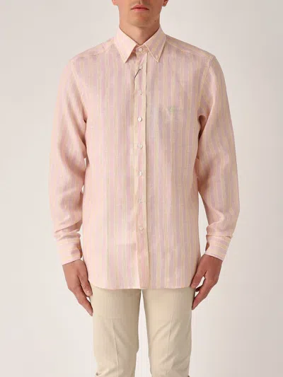 Etro Camicia Bd M/l Shirt In Arancio-rosa