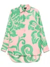 Etro Pink Silk Shirt With Green Print Women In Pink