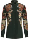 Etro Paisley Print Button Down Silk Shirt In Green
