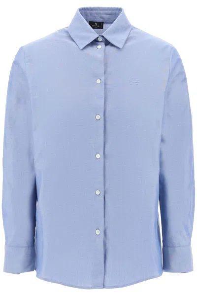 Etro Camicia Oxford Pegaso In Blue