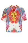 Etro Silk Shirt Collared Neck Colorful Print In Red