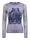 Etro Blue Top With Front Detail Snd Semi-transparent Design In Blue