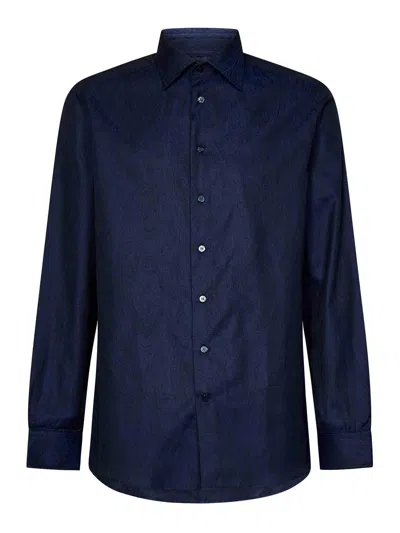 Etro Blue Cotton Long-sleeved Shirt