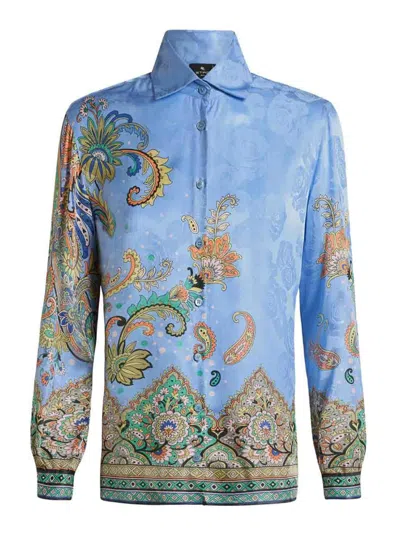 Etro Printed Shirt In Azure