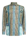 Etro Cotton Shirt With Paisely Print In Light Blue