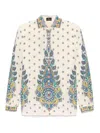 Etro Ivory Paisley Print Silk Twill Shirt In Beige